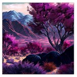 Landscape Landscape Painting Purple Purple Trees Square Satin Scarf (36  x 36 ) Front