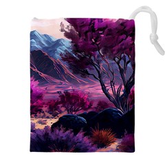 Landscape Landscape Painting Purple Purple Trees Drawstring Pouch (4xl) by Jancukart