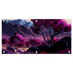 Landscape Landscape Painting Purple Purple Trees Banner And Sign 4  X 2  by Jancukart