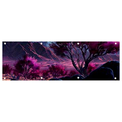 Landscape Landscape Painting Purple Purple Trees Banner And Sign 9  X 3  by Jancukart