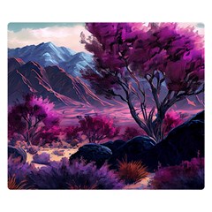 Landscape Landscape Painting Purple Purple Trees One Side Premium Plush Fleece Blanket (small)