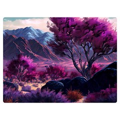 Landscape Landscape Painting Purple Purple Trees One Side Premium Plush Fleece Blanket (extra Small) by Jancukart