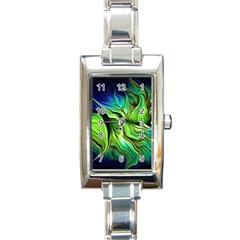 Fractal Art Pattern Abstract Fantasy Digital Rectangle Italian Charm Watch