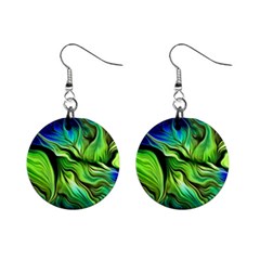 Fractal Art Pattern Abstract Fantasy Digital Mini Button Earrings