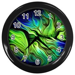 Fractal Art Pattern Abstract Fantasy Digital Wall Clock (Black)