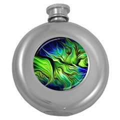 Fractal Art Pattern Abstract Fantasy Digital Round Hip Flask (5 Oz) by Jancukart