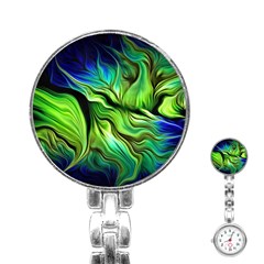 Fractal Art Pattern Abstract Fantasy Digital Stainless Steel Nurses Watch by Jancukart