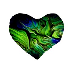 Fractal Art Pattern Abstract Fantasy Digital Standard 16  Premium Flano Heart Shape Cushions