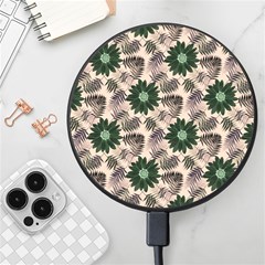 Floral Flower Spring Rose Watercolor Wreath Wireless Fast Charger(black) by Jancukart