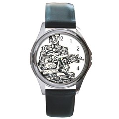 Scarface Movie Traditional Tattoo Round Metal Watch by tradlinestyle