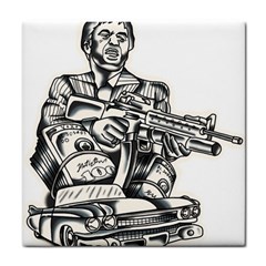 Scarface Movie Traditional Tattoo Tile Coaster