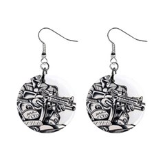 Scarface Movie Traditional Tattoo Mini Button Earrings