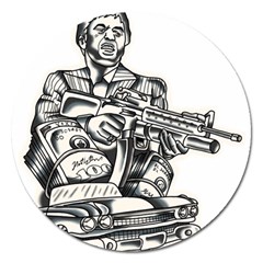 Scarface Movie Traditional Tattoo Magnet 5  (round) by tradlinestyle