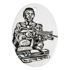 Scarface Movie Traditional Tattoo Oval Ornament (Two Sides)