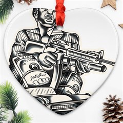 Scarface Movie Traditional Tattoo Heart Ornament (Two Sides)