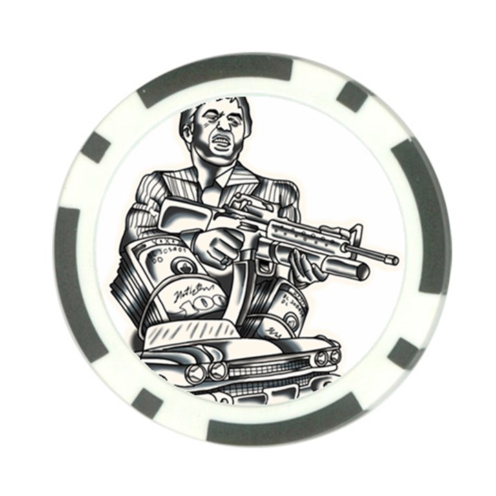 Scarface Movie Traditional Tattoo Poker Chip Card Guard