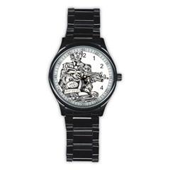 Scarface Movie Traditional Tattoo Stainless Steel Round Watch