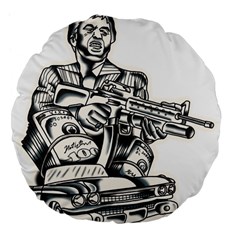 Scarface Movie Traditional Tattoo Large 18  Premium Flano Round Cushions by tradlinestyle