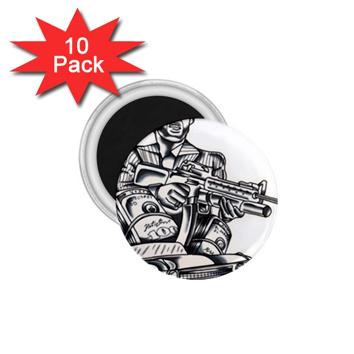 Scarface Movie Traditional Tattoo 1.75  Magnets (10 pack) 