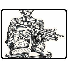 Scarface Movie Traditional Tattoo One Side Fleece Blanket (large) by tradlinestyle