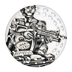 Scarface Movie Traditional Tattoo Round Filigree Ornament (two Sides)