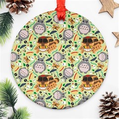 My Neighbor Totoro Pattern Round Ornament (two Sides) by danenraven