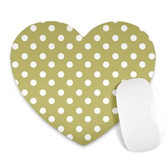 Lime Green Polka Dots Heart Mousepad by GardenOfOphir