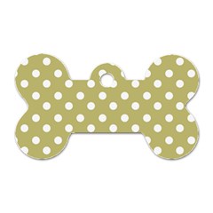 Lime Green Polka Dots Dog Tag Bone (one Side) by GardenOfOphir