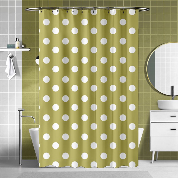 Lime Green Polka Dots Shower Curtain 48  x 72  (Small) 