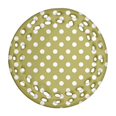 Lime Green Polka Dots Ornament (round Filigree) by GardenOfOphir