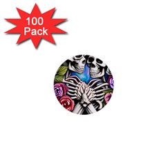 Floral Skeletons 1  Mini Buttons (100 Pack)  by GardenOfOphir