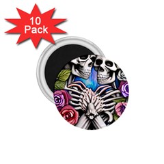 Floral Skeletons 1 75  Magnets (10 Pack)  by GardenOfOphir