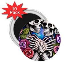 Floral Skeletons 2 25  Magnets (10 Pack)  by GardenOfOphir