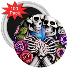 Floral Skeletons 3  Magnets (100 Pack) by GardenOfOphir