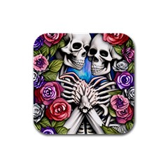 Floral Skeletons Rubber Square Coaster (4 Pack) by GardenOfOphir