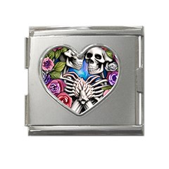 Floral Skeletons Mega Link Heart Italian Charm (18mm) by GardenOfOphir