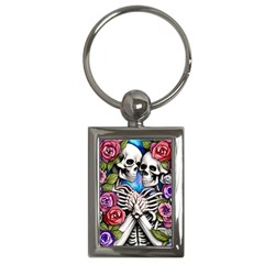 Floral Skeletons Key Chain (rectangle) by GardenOfOphir