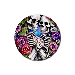 Floral Skeletons Rubber Round Coaster (4 Pack) by GardenOfOphir