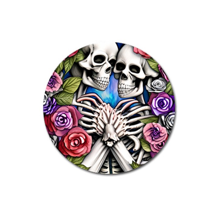 Floral Skeletons Magnet 3  (Round)