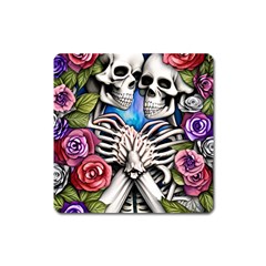 Floral Skeletons Square Magnet by GardenOfOphir