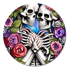 Floral Skeletons Magnet 5  (round) by GardenOfOphir