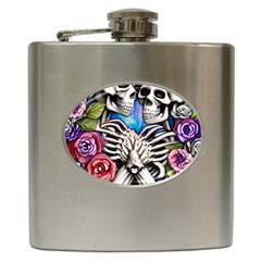 Floral Skeletons Hip Flask (6 Oz) by GardenOfOphir