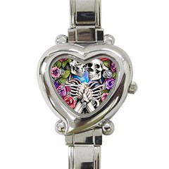 Floral Skeletons Heart Italian Charm Watch by GardenOfOphir