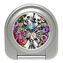 Floral Skeletons Travel Alarm Clock by GardenOfOphir