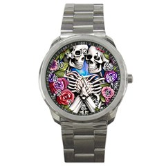 Floral Skeletons Sport Metal Watch by GardenOfOphir