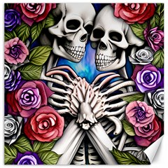 Floral Skeletons Canvas 16  X 16  by GardenOfOphir