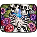 Floral Skeletons Fleece Blanket (Mini) 35 x27  Blanket Front