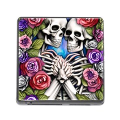 Floral Skeletons Memory Card Reader (square 5 Slot) by GardenOfOphir