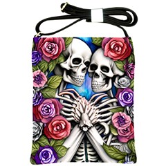 Floral Skeletons Shoulder Sling Bag by GardenOfOphir