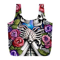 Floral Skeletons Full Print Recycle Bag (l) by GardenOfOphir